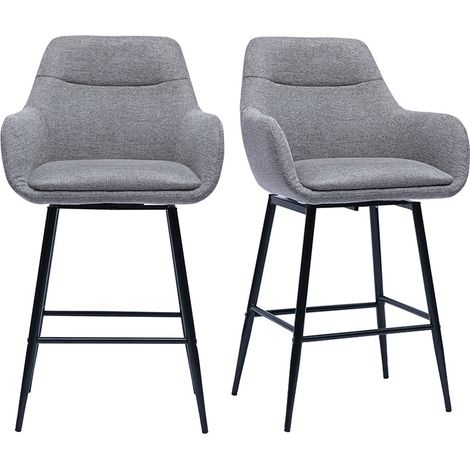Sgabelli da bar girevoli 360° in tessuto effetto velluto grigio e metallo H65.5 cm (confezione da 2) ALESS