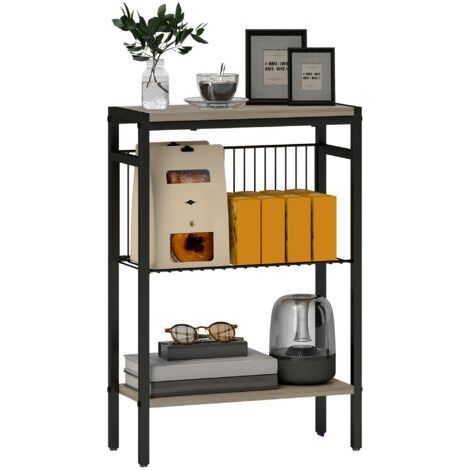 Chariot de rangement à 3 niveaux chariot de stockage étagère sur roulettes pour cuisine étroite salle de bain buanderie bureau avec poignée 48 x 15 x 80 cm blanc (1/4)