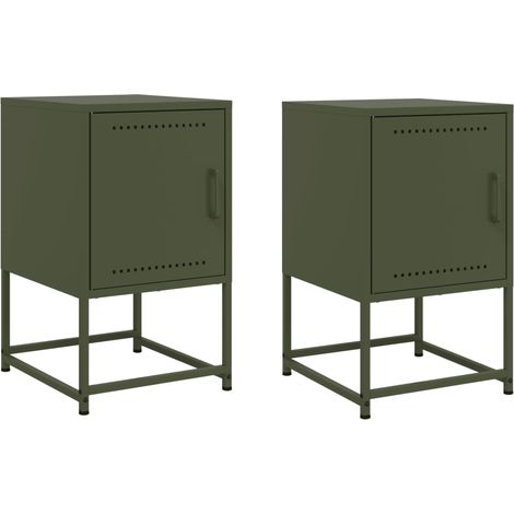 Maison Exclusive - Nachttische 2 Stk. Olivgrün 36x39x60,5 cm Stah