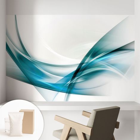 Papier peint intissé classique moderne pour salon et chambre à coucher Décoration rapide avec colle Vagues bleues 104x70 cm (1/5)