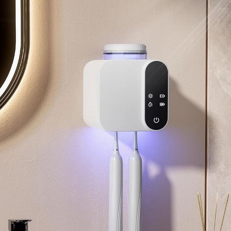 Bianco Porta spazzolino da denti elettrico UV a muro Funzione di sterilizzazione timer e Funzione di asciugatura Per adulti e bambini (1/5)