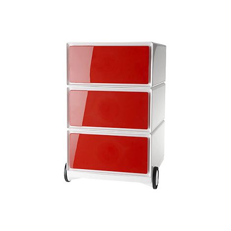 Buck rodante easyBox®  3 cajones  blanco / rojo (1/5)