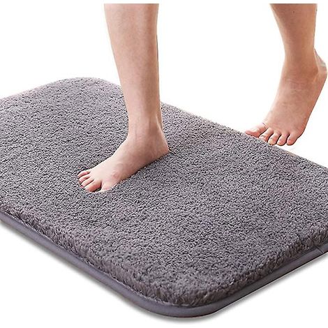 Tapis de salle de bain Antidérapant Tapis de bain Absorbant d’eau Super doux Microfibre Shaggy Tapis de salle de bain lavable en (1/5)