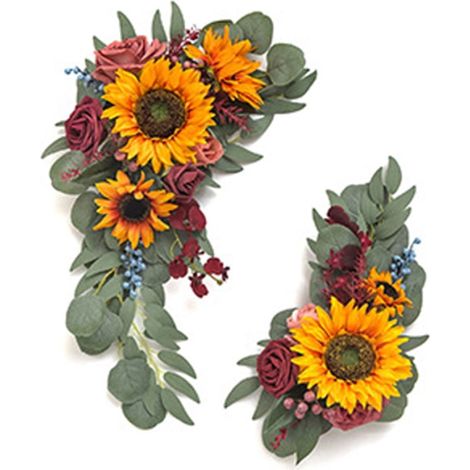 Décoration Murale Fleur Artificielle - Arche de Mariage - Fleur en Soie - 30 x 40 x 6 cm - Pour Mariage Banquet Anniversaire - 2 Pièces (1/5)