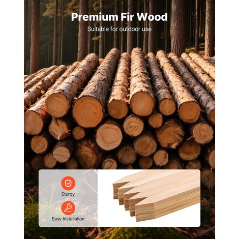 Piquets de Clôture Jardin en Bois - Lot de 25 Poteaux Bois à (1/5)