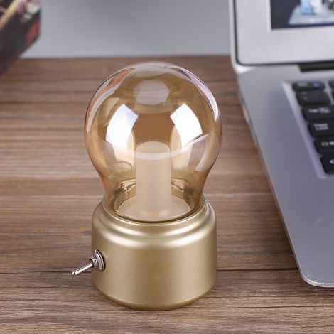 Kreatives Retro-LED-Nachtlicht, USB-aufladbar, goldfarben, elegantes Nachtlicht für Schlafzimmer und Dekoration. (1/5)