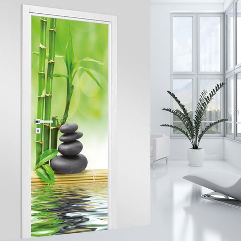 Stickers pour porte - Galets - 63 x 205 cm - Adhésif MAT (1/2)