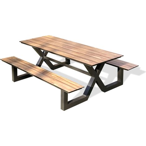 VANCOUVER - Gartentisch 8 Personen, Aluminium mit HPL Platte, Holzeffekt - PARIS GARDEN
