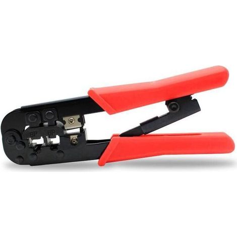 Outil de sertissage multifonctionnel pour connexions de câbles réseau avec poignées ergonomiques en caoutchouc rouge