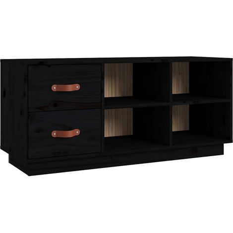 Scarpiera Mobile per scarpe Nera 100x34x45 cm in Legno Massello di Pino (1/5)