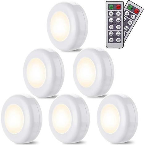 Confezione da 6 luci LED wireless bianco caldo 4000k dimmerabili, luce notturna a LED alimentata a batteria e con telecomando, faretto LED per cucina e camera da letto (1/5)