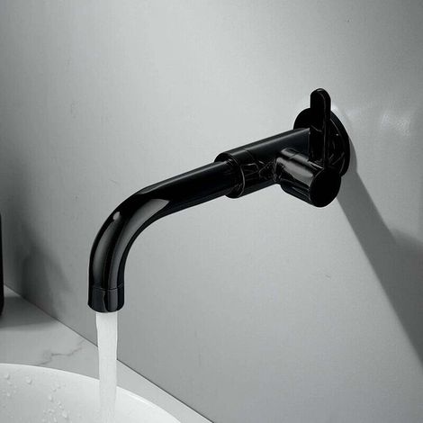 Verdeckter Wäschearmatur, Schwarz, 18,5 cm mit 360° schwenkbarem Auslauf