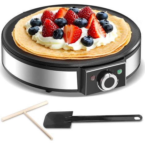 SNAILAR Crêpière AN-110, 1200 W, plaque 30 cm, thermostat réglable, noire (1/5)