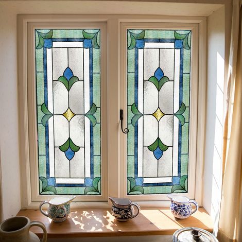 JSSEVN – Blickdichte elektrostatische Fensterfolie, Milchglasfolie für Kirchen, Hotel- und KTV-Fenster- und Türdekoration und Aufkleber (1/5)