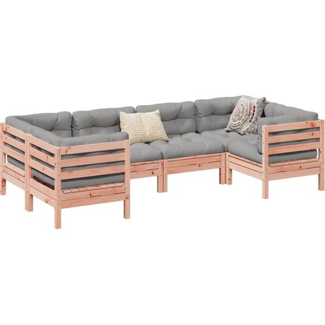 6-tlg. Garten-Sofagarnitur mit Kissen Massivholz Douglasie
