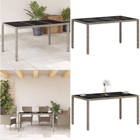 Gartentisch mit Glasplatte Hellgrau 150x90x75 cm Poly Rattan - Gartentisch - Esstisch - Outdoortisch - Terrassenmöbel - Balkonmöbel - Home & Living (1/5)