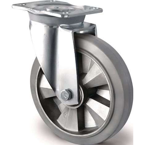 Rueda giratoria para cargas pesadas D.200mm Cap. 500kg Rueda giratoria goma elástica (1/2)