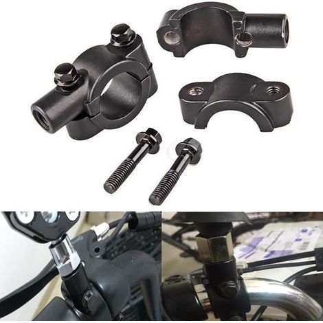 Paar Klemmbolzen – Schwarz – 10 mm – Für Rückspiegelhalterung am Lenker – Für Motorrad, Moped, Roller, Fahrrad