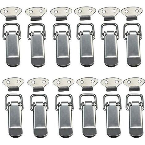 Fermeture à Levier, Loquet Ressort, 12 PCS Bascule Fermoir Ressort avec Crochet en Acier Inoxydable pour Coffret, Boîte, Tiroir, Armoire, Trousse médical - M (1/5)