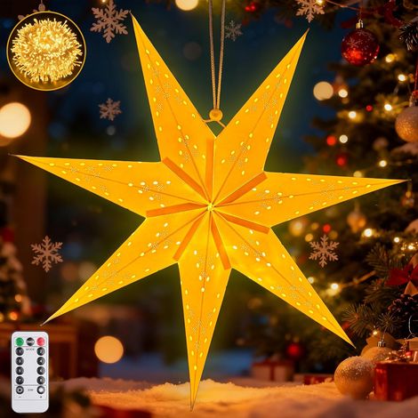 Stella di carta bianca natalizia LED decorazione sospesa 45 cm (1/5)