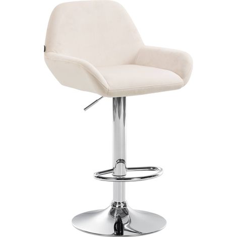 Taburete de cocina Braga en terciopelo Crema Cromado