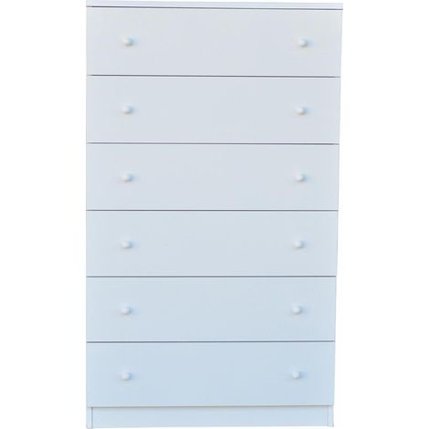 Cassettiera settimino in melaminico 6 cassetti 74x126h cm Bianco