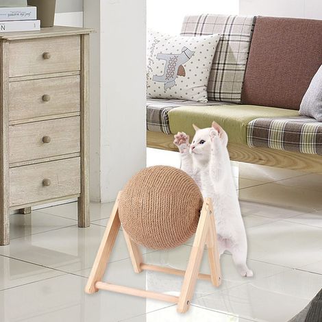 Balle à griffer pour chats, jouet interactif pour chatons, poteau à griffer stable en sisal naturel résistant à l'usure, accessoires pour chats (1/5)