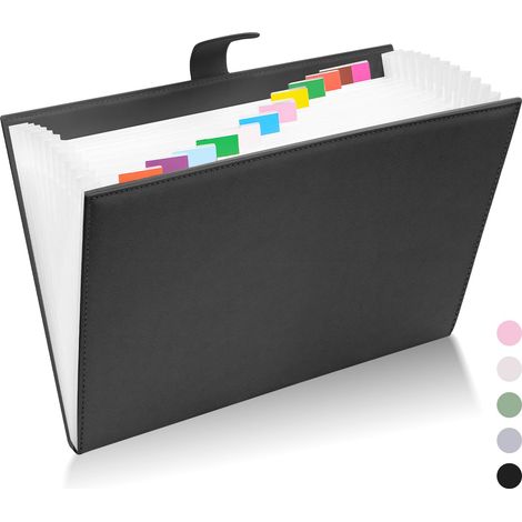 Trieur 12 Compartiments A4 en Cuir PU à Fermeture Magnétique Étiquettes incluses pour classer contrats, factures et documents scolaires au bureau, à l’école ou à la maison (1/5)