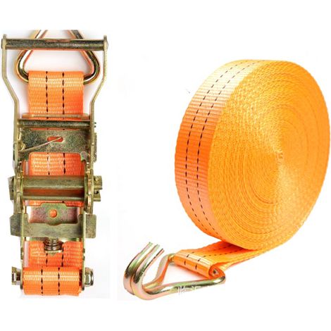 Sangle d'arrimage cliquet avec crochets et tendeur remorque, de voitures. Polyester complet.