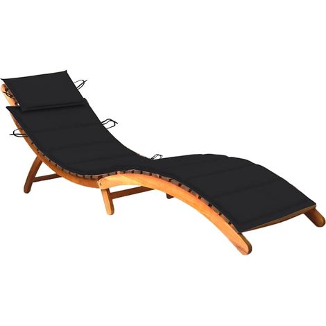 Chaise longue de jardin avec coussin Bois d'acacia solide