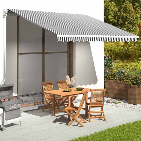 Tissu de remplacement pour auvent-Toile de rechange pour auvent Anthracite et blanc 4x3 m (1/5)