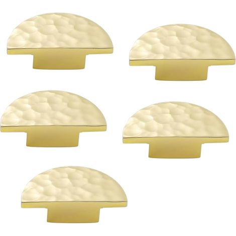 Lot de 5 Boutons de Cabinet en Laiton, Boutons de Tiroir en Demi-Cercle, Poignées de Tiroir de Commode Martelées en Laiton, Quincaillerie de Meuble, Installation Facile.