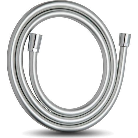 Flexible de Douche 2.0 m, Avec Protection Anti-torsion, Flexible Douche en PVC, Tuyau Douche haute Pression de Rechange, Pour Robinetterie de Salle de Bain, Argent