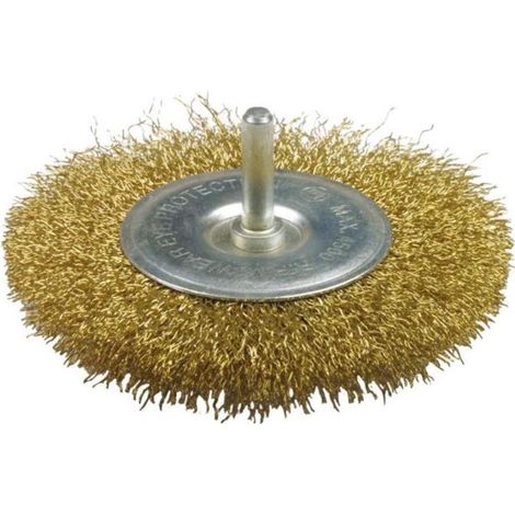 AMIG cepillo acero circular 34730-4hx100mm - 0.3mm , Cepillo de acero con espiga de sujeción 6 mm Amig Ideal para trabajos de bricolaje, eliminación de óxidos, pintura y limpie (1/2)