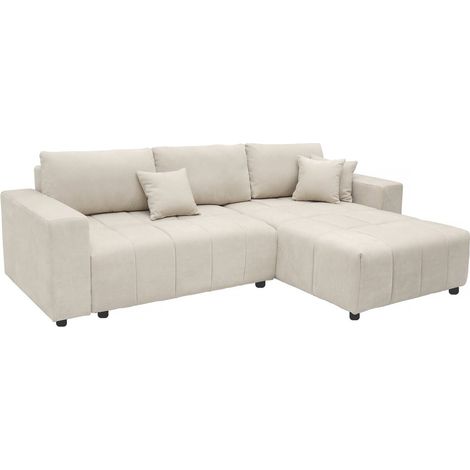 Canapé d'angle convertible style bubble tissu chenille "George" 4 places - Beige