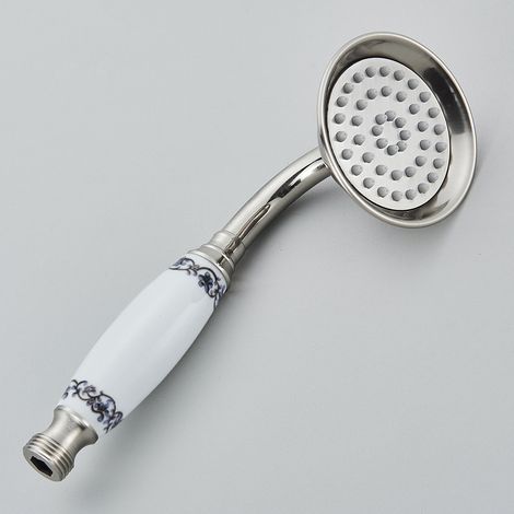Klassischer Duschkopf, Hauptdusche im traditionellen Stil, Wasserhahn aus Retro-Keramik, Hauptdusche aus viktorianischem Chrom