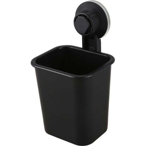 Porta spazzolino a ventosa, porta bicchiere, porta dentifricio, contenitore per bagno e cucina, nero (1/4)