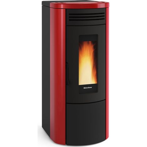 La Nordica Extraflame termostufa a pellet Costanza Idro in acciaio e maiolica bordeaux 4,8-17 kW 487 m termo stufa