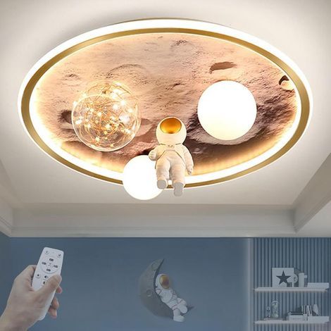 68W Dimmable LED Astronaut Moon Ceiling Light for Children's Bedroom, Space Theme, 3000-6000K (1/5)