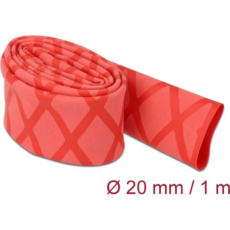 Delock Tubo termorretrÃ¡ctil rojo con patrÃ³n en X antideslizante de 1 m x 20 mm