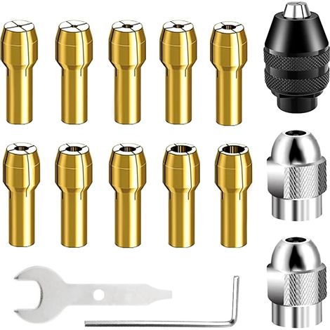 15-teiliges Dremel Mini-Spannfutter-Set, Zubehör für Rotationswerkzeuge, 0,8 mm bis 3,2 mm, 4486 Schnellwechsel-Adapterfutter für elektrische Rotationswerkzeuge, 4000, 3000, 200, 100