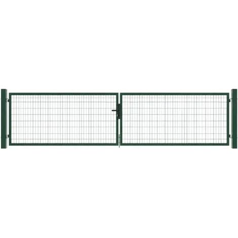 Portail battant grillagé acier ouverture réversible H 100 x L 350 cm - vert (1/5)