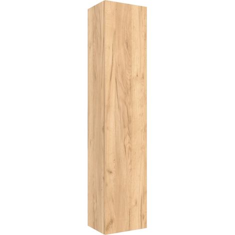 Cygnus Bath – Colonne de salle de bain BEQUIA 140cm chêne – Armoire colonne suspendue – Système Push – Intérieur gris onix – Résistance à l'humidité