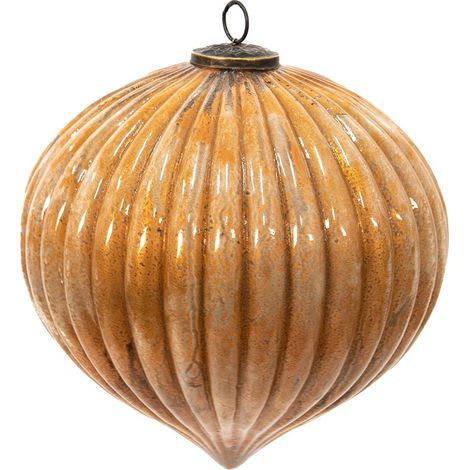 Grande Boule de Noël XL Décoration Festive en Verre Doré Style Campagne Ø 25 cm - PANGIVO (1/2)