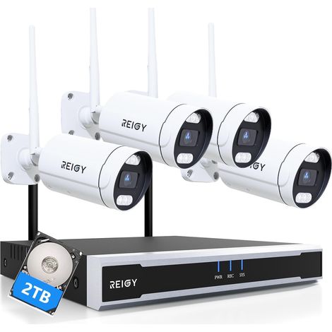 8MP Kit Camera Surveillance WiFi Exterieure avec Disque Dur 2To 4K Système Videosurveillance 16CH NVR+4X 2160P Camera Audio Bidirectionnel Vision Nocturne Détection Mouvement IP66 Imperméable (1/5)