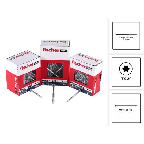 fischer Power-Fast II 6,0x130 SK blvz TG TX 50 50 Stk