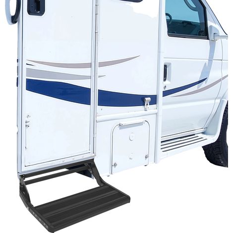 Scaletta per camper, dimensioni 550 mm x 210 mm, portata 200 kg, montaggio sul telaio, design a livello singolo, materiale: lega di alluminio e acciaio al carbonio. (1/5)