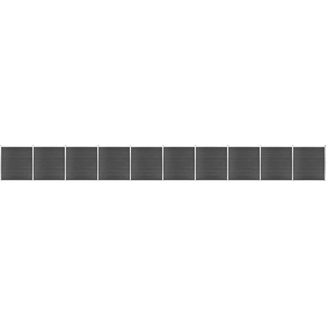 Zaunelement Set WPC 1737x186 cm Schwarz