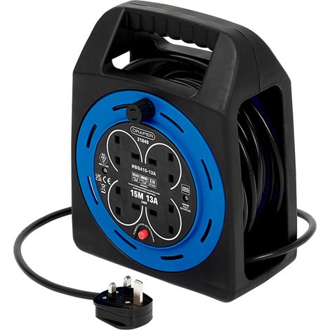 Draper 31049 230V Four Socket Cable Reel, 15m (1/2)