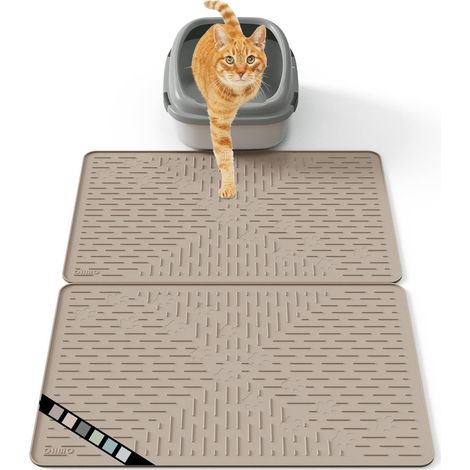 2 Tapis Litiere Chat, Silicone Imperméable, Antidérapant, Bac A Litière, 60x40cm